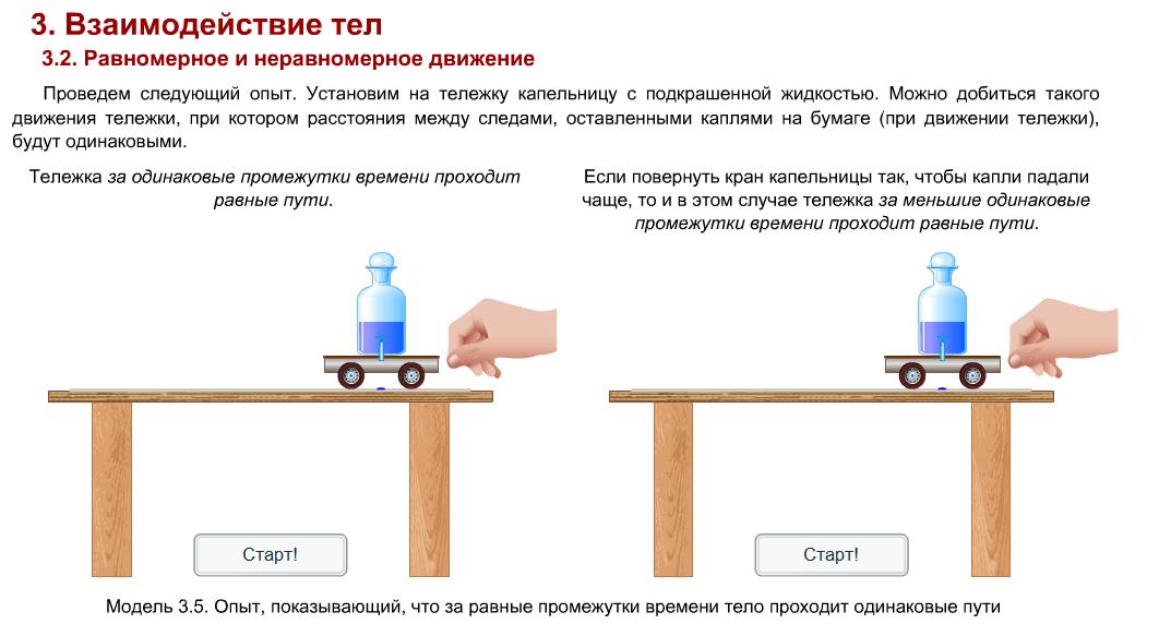 Опыт соответствует. Опыты по теме взаимодействия тел. Взаимодействие тел опыт. Опыт равномерное и неравномерное движение. Опыты по физике 7 класс.